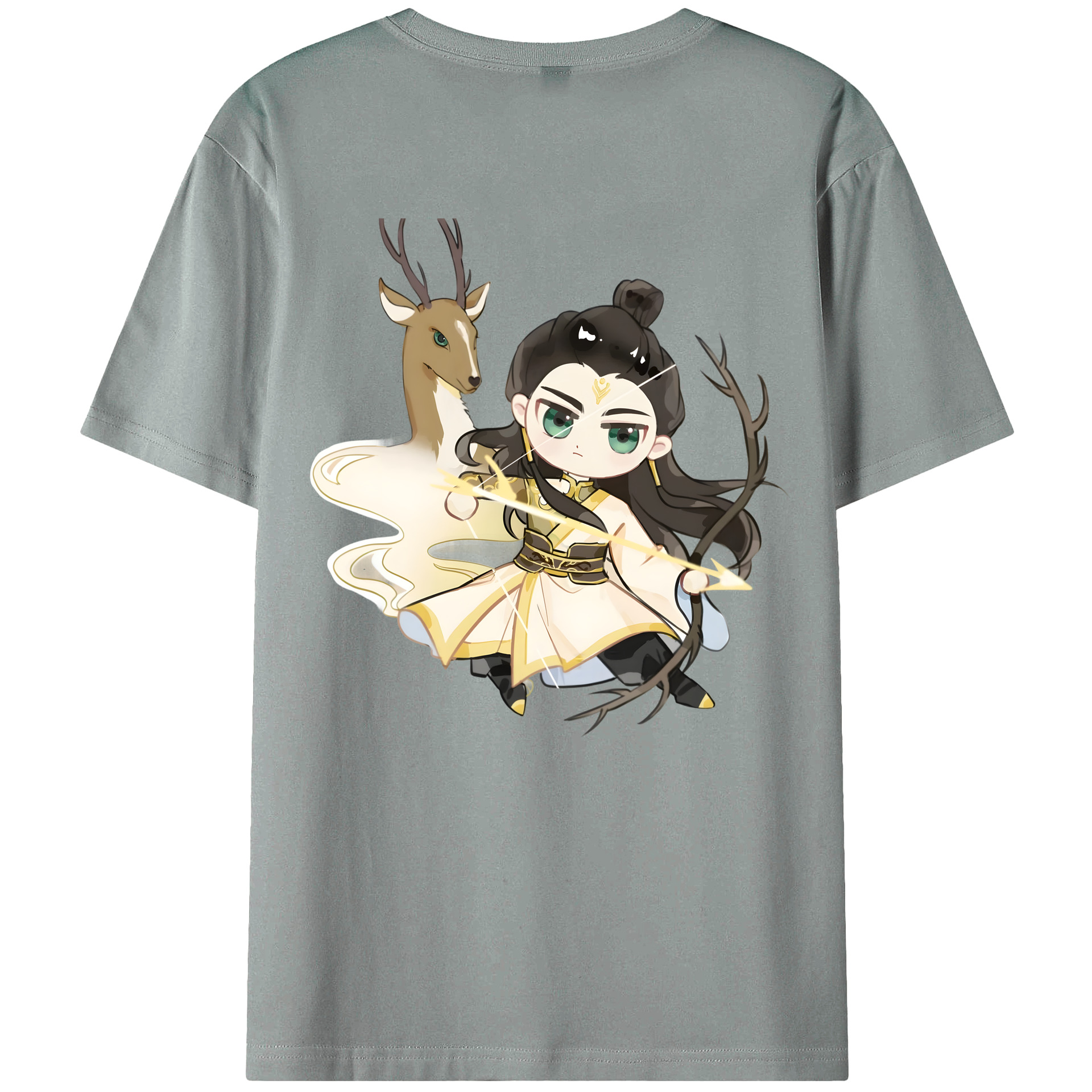 （画像用） Ne Zha 2 ナタ 魔童の大暴れ 綿100％ メンズ半袖Tシャツ（バックプリント） 通気性